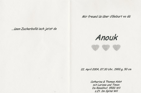 2004 geburtsanzeige anouk 1